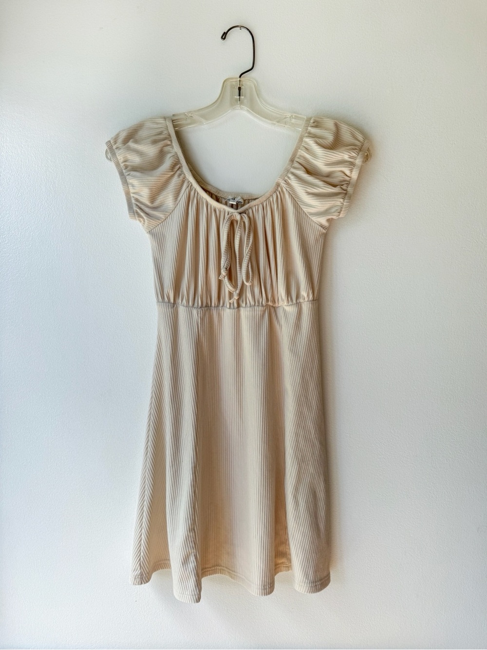 Francesca's Blue Rain Cream Ribbed Mini Dress size small